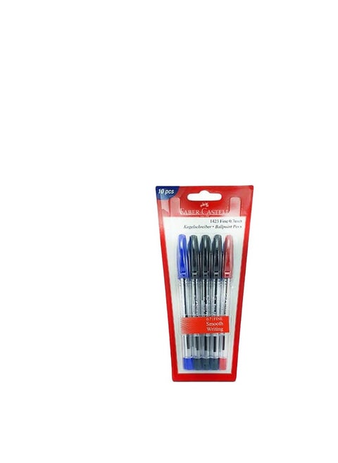 Faber-Castell 1423 Ball Pen 0.7Mm Blister Of 5Pc Assorted (3 Blue + 1 Black Red)