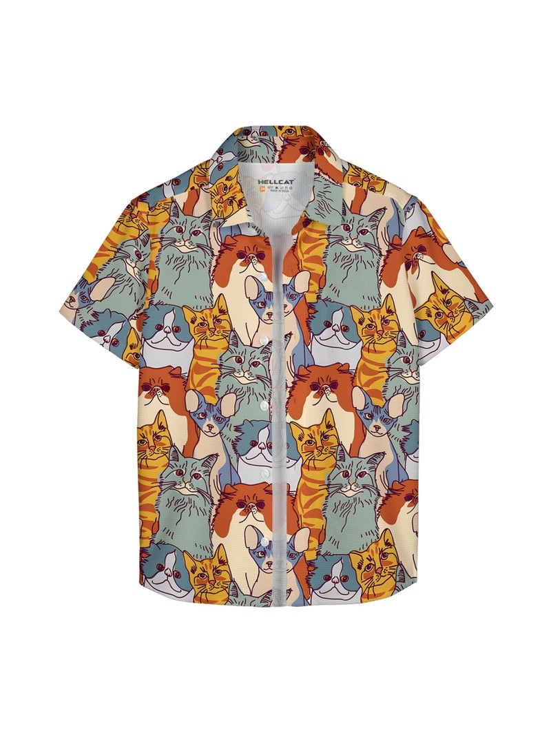 HELLCAT Yellow Trendy Regular Fit Printed Causal Shirt for Boys/Yellow2/3-4 Years - Image 5