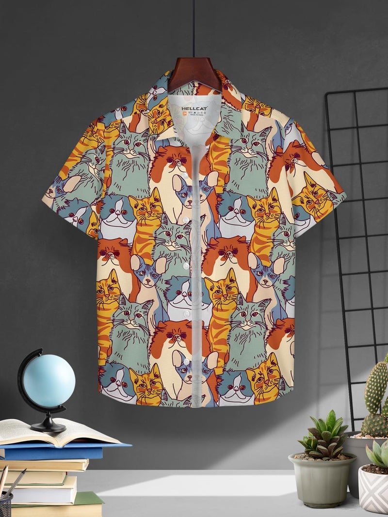 HELLCAT Yellow Trendy Regular Fit Printed Causal Shirt for Boys/Yellow2/3-4 Years - Image 2