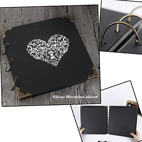 ADVcer Photo Album DIY Scrapbook, 10x10 inch 50 Pages Double Sided, Vintage Hardcover Three-Ring Binder Picture Booth Albums with 6 Colors 408pcs Self Adhesive Photos Corners for Memory Keep (Black) - Image 2