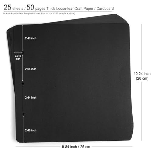ADVcer Photo Album DIY Scrapbook, 10x10 inch 50 Pages Double Sided, Vintage Hardcover Three-Ring Binder Picture Booth Albums with 6 Colors 408pcs Self Adhesive Photos Corners for Memory Keep (Black) - Image 4