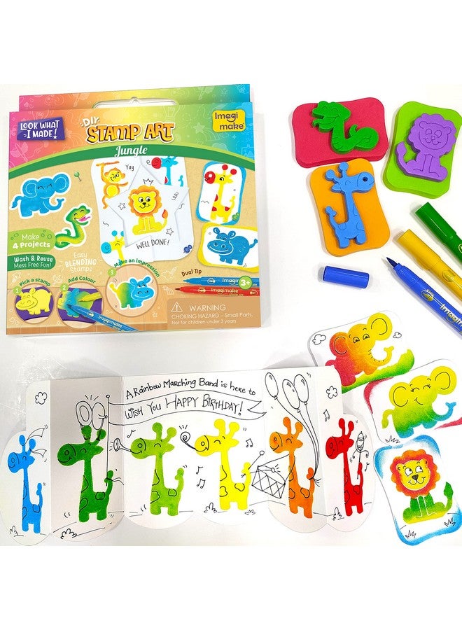 Imagimake Stamp Art Jungle Coloring & Stamping Set For Girls & Boys 3 Years +, Multicolor - Image 1