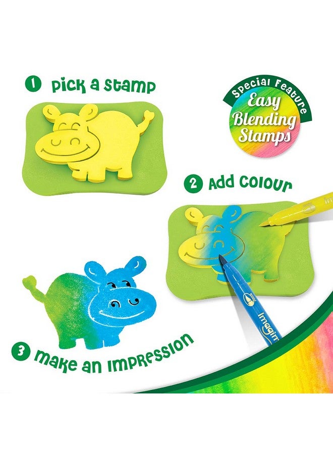 Imagimake Stamp Art Jungle Coloring & Stamping Set For Girls & Boys 3 Years +, Multicolor - Image 4