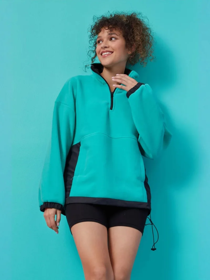 تومي لايف TOMMY Oversized Half-zip Plush Sweatshirt