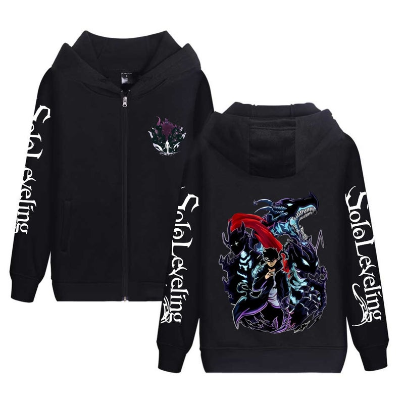 Japanese Anime I'M The Only One Leveling Solo Leveling Printed Sweatshirt Hoodie Top Zipper Jacket - Image 4