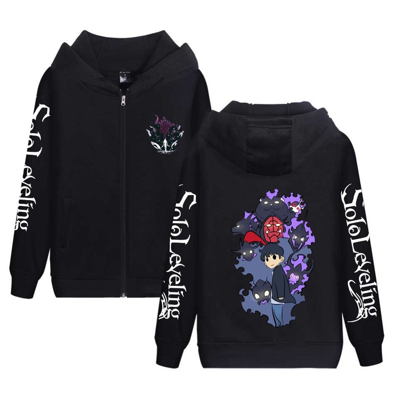 Japanese Anime I'M The Only One Leveling Solo Leveling Printed Sweatshirt Hoodie Top Zipper Jacket - Image 2