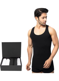 TS Men's 100% Cotton Undershirt 5-Piece Set, Comfortable Fit, Black Premium Special Box, Underwear, Underwear  - Image 1