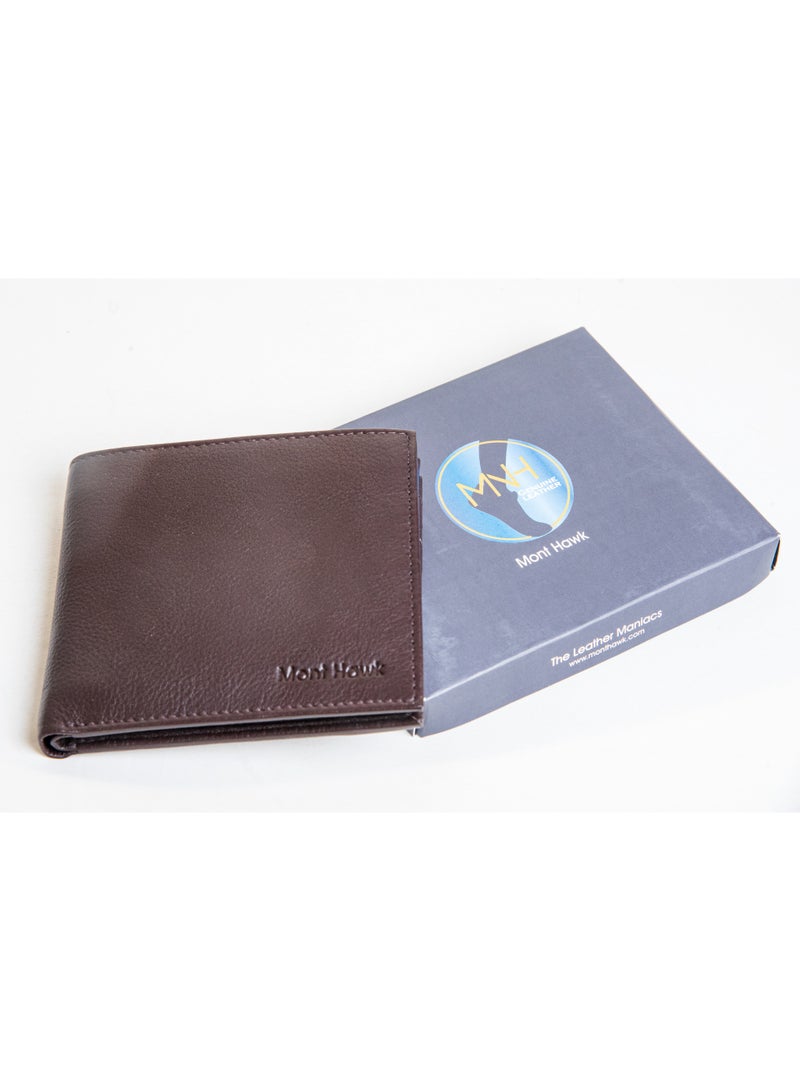 Mont Hawk Men's Genuine Leather Wallet with Removable Card Holder – Premium Bifold Wallet, Slim Leather Wallet, Credit Card Holder, Cash Wallet with Gift Box, Brown - Image 1