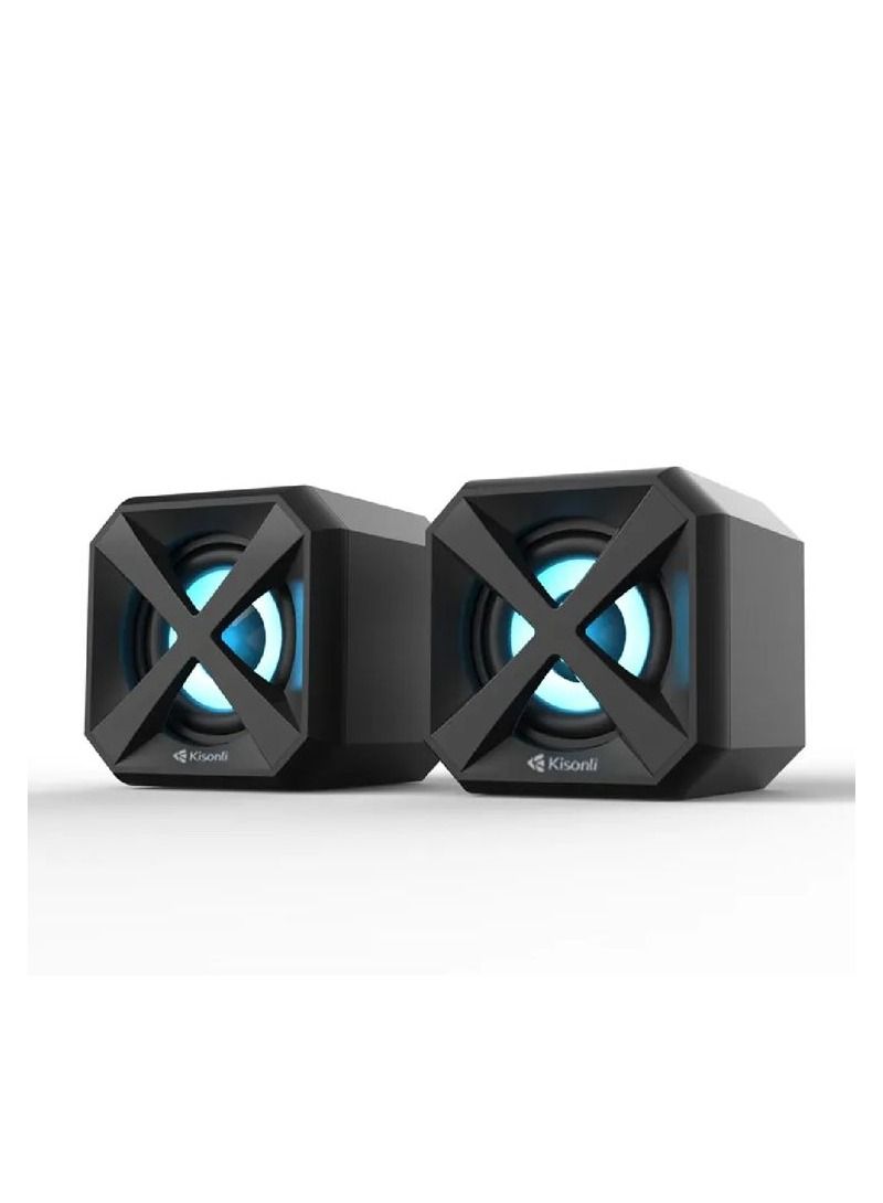Kisonli Music Mobile Speaker Stereo Surround Sound LED Speaker With Mobile Holding Stand 3W 2 USB 3.5 Jack Kisonli L-5050 - Image 1