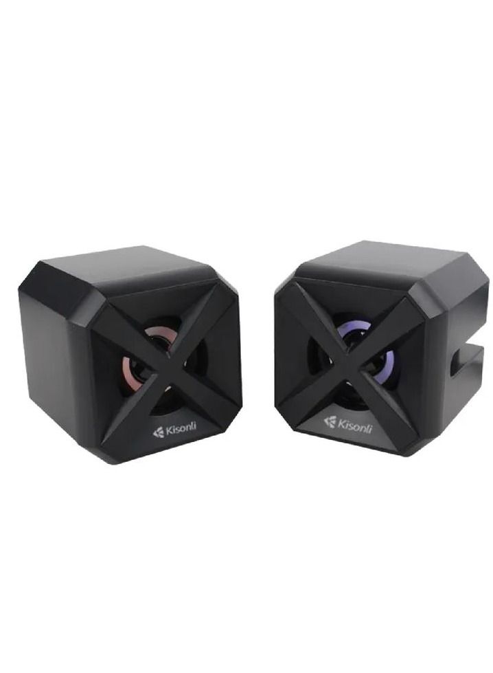 Kisonli Music Mobile Speaker Stereo Surround Sound LED Speaker With Mobile Holding Stand 3W 2 USB 3.5 Jack Kisonli L-5050 - Image 3