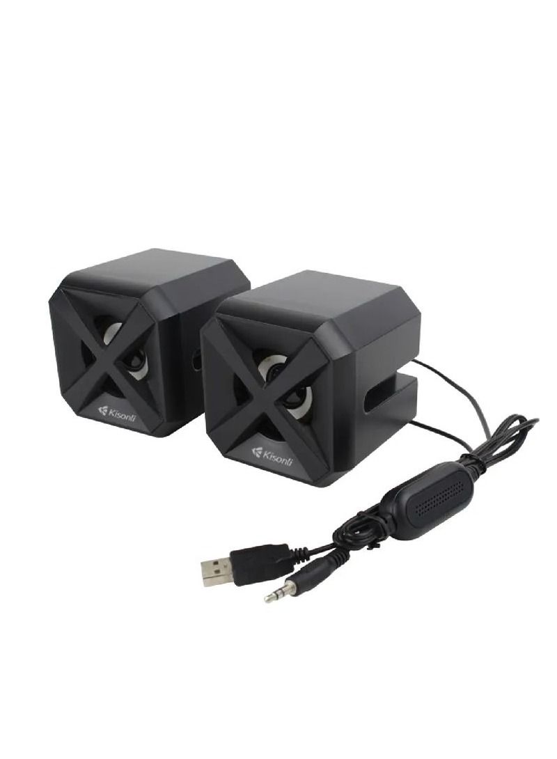 Kisonli Music Mobile Speaker Stereo Surround Sound LED Speaker With Mobile Holding Stand 3W 2 USB 3.5 Jack Kisonli L-5050 - Image 2
