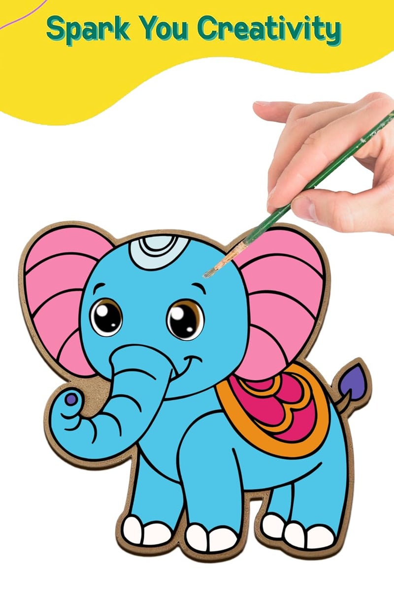 Webby Wooden Baby Elephant Paint Kit, DIY Arts and Crafts for Kids | Color Painting Kit | Wooden Craft | Birthday Return Gift | Activity Kit for Kids - Image 4