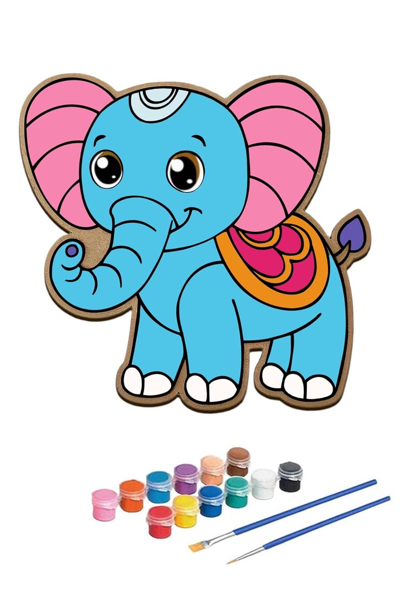 Webby Wooden Baby Elephant Paint Kit, DIY Arts and Crafts for Kids | Color Painting Kit | Wooden Craft | Birthday Return Gift | Activity Kit for Kids - Image 1