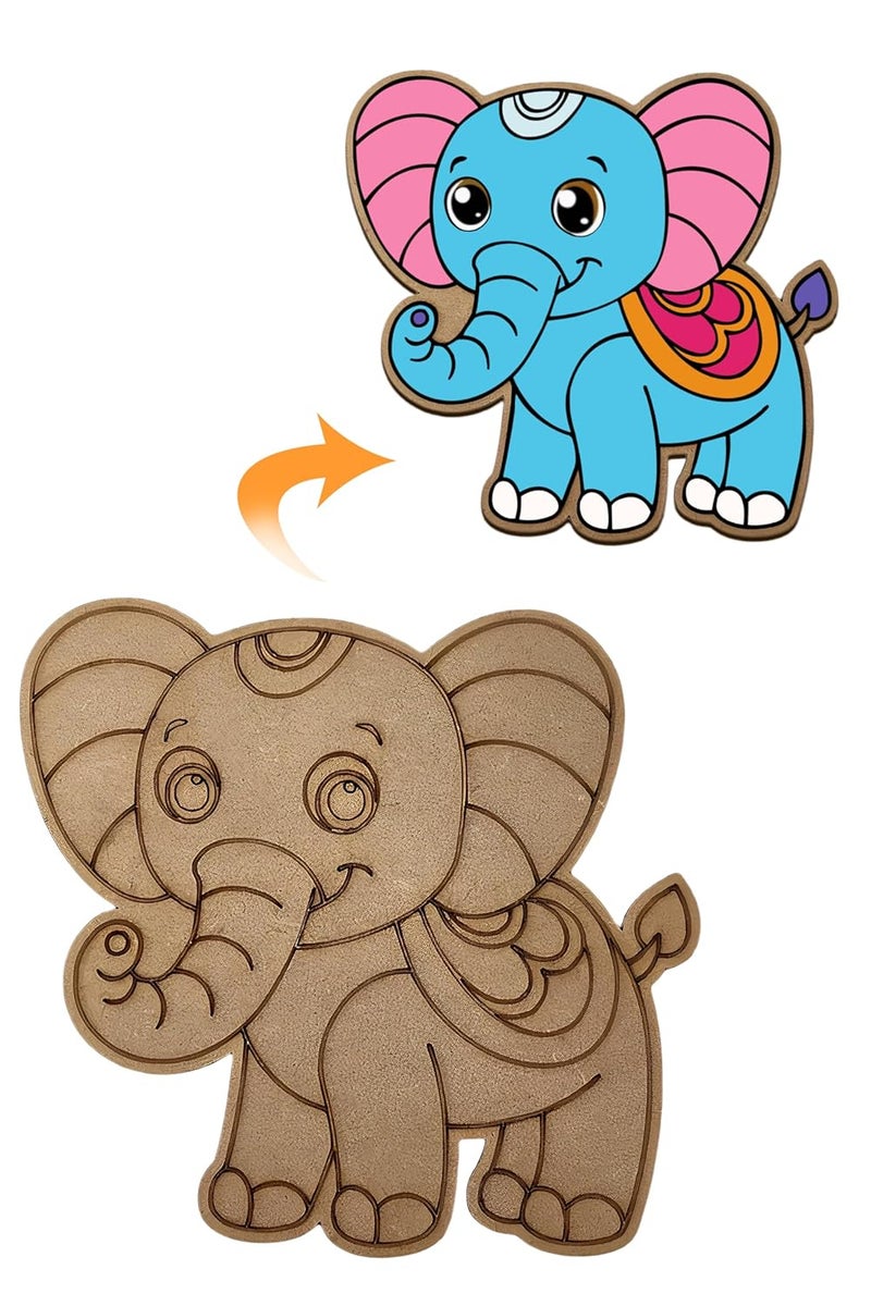 Webby Wooden Baby Elephant Paint Kit, DIY Arts and Crafts for Kids | Color Painting Kit | Wooden Craft | Birthday Return Gift | Activity Kit for Kids - Image 2