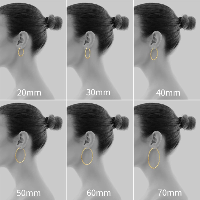 Gacimy Large Big Hoop Earrings for Women 14K Gold Plated, 925 Sterling Silver Post Hoops for Women, 70mm Yellow Color Earrings - Image 5