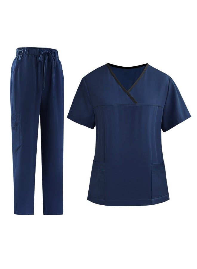 Scrub Suit for Women Medical Scrubs Set  Scrub Top and Scrub Pant Set,6 Pockets,Lightweight Breathable Medical Uniform Set for Hospital,Beauty salon, Nursing school,Housemaid