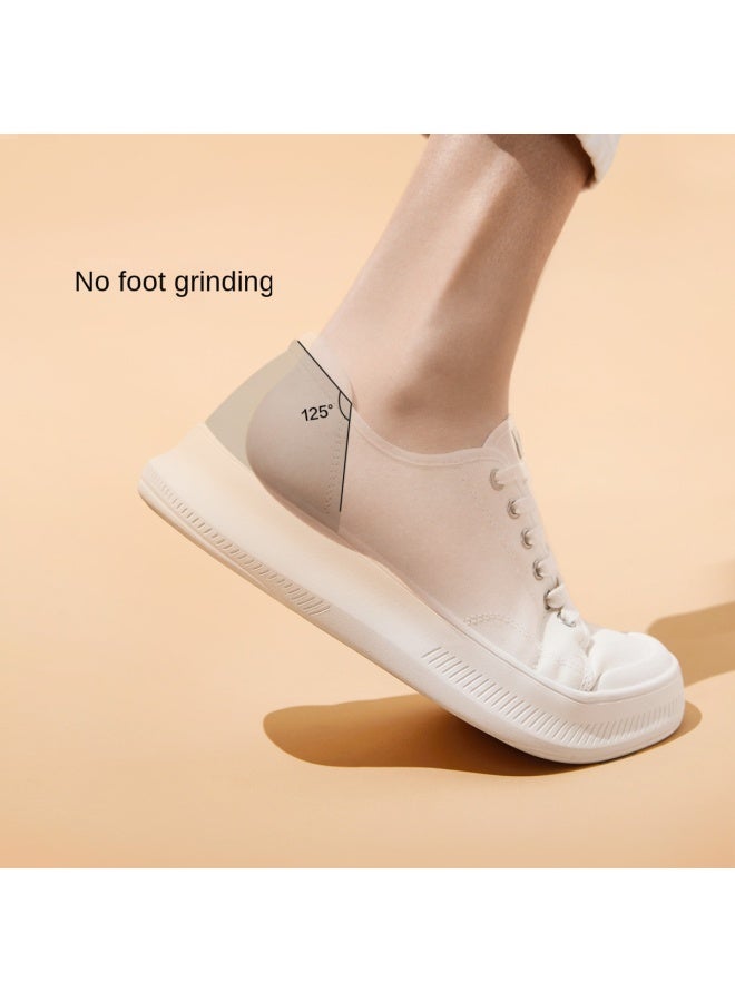 Soft Cushion Height Increase】cloud Shoes, Thick Sole Low-top Canvas Sneakers, Comfortable Casual Versatile White Shoes - Image 4
