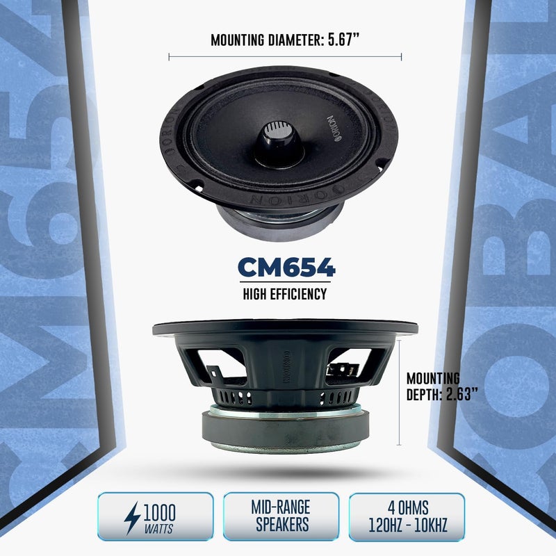 ORION CM65-6 1/2" Speakers Midrange Pair with Grills - Orion Cobalt - Image 4