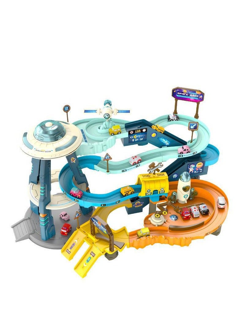 Arabest Children's Parking Lot, Car Building, Electric Break-in Light Toy Rail Car - Image 1