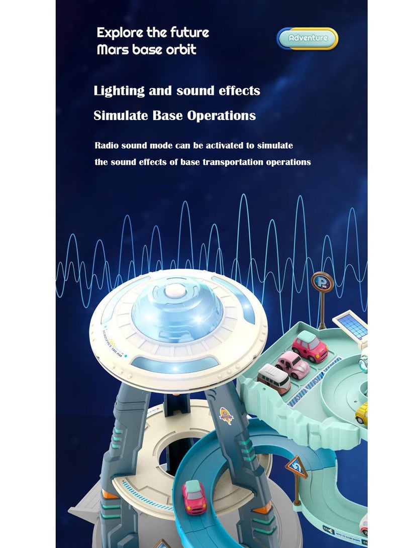 Arabest Children's Parking Lot, Car Building, Electric Break-in Light Toy Rail Car - Image 3