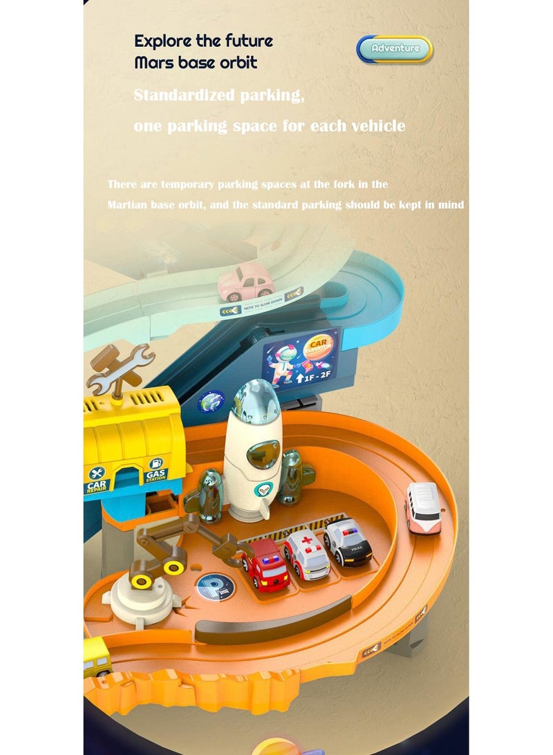 Arabest Children's Parking Lot, Car Building, Electric Break-in Light Toy Rail Car - Image 4