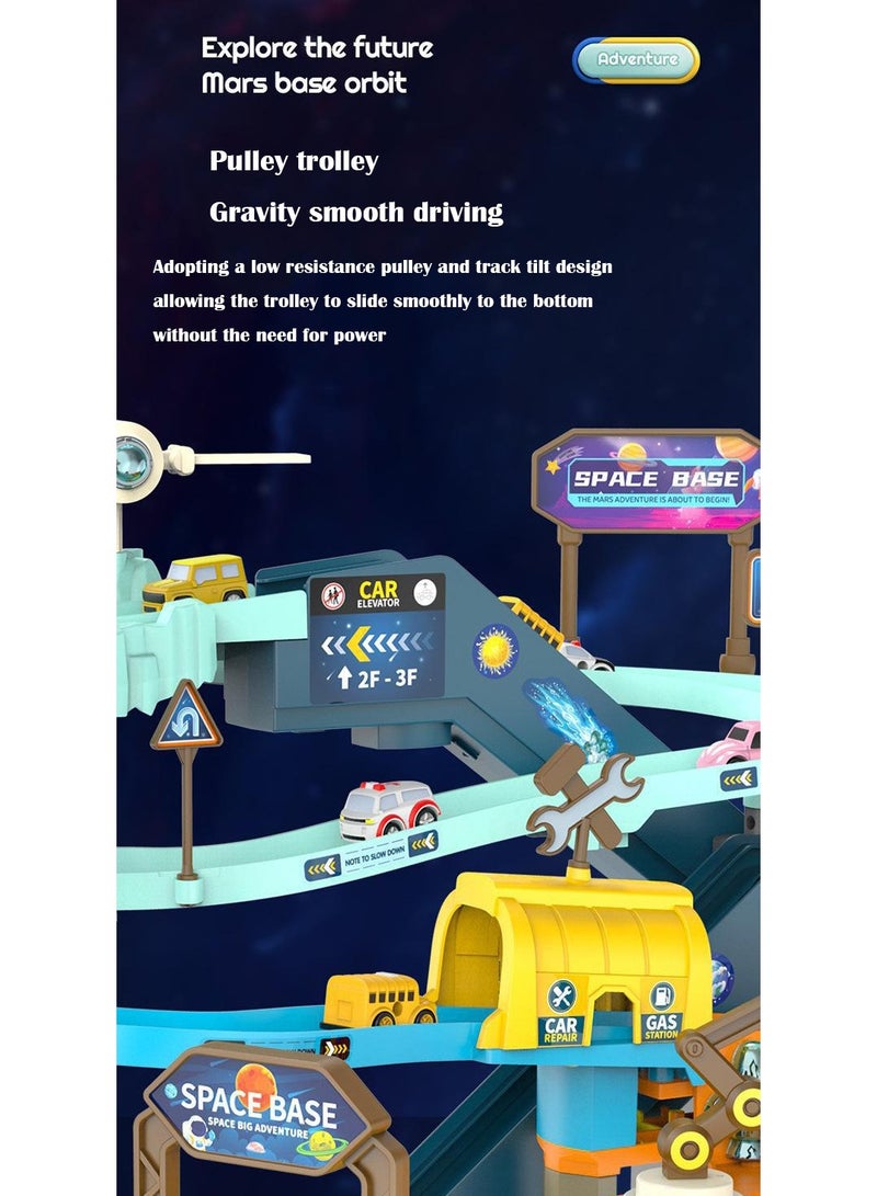 Arabest Children's Parking Lot, Car Building, Electric Break-in Light Toy Rail Car - Image 5