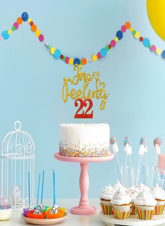 WeBenison I'm Feeling 22 Cake Topper Happy 22nd Birthday Cake Supplies 22 Years Old Birthday Party Decorations Gold Glitter - Image 4