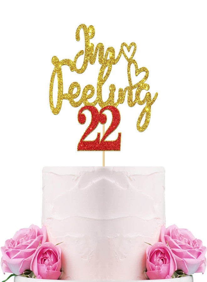 WeBenison I'm Feeling 22 Cake Topper Happy 22nd Birthday Cake Supplies 22 Years Old Birthday Party Decorations Gold Glitter - Image 1