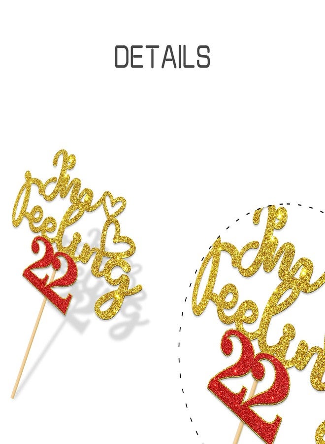 WeBenison I'm Feeling 22 Cake Topper Happy 22nd Birthday Cake Supplies 22 Years Old Birthday Party Decorations Gold Glitter - Image 3