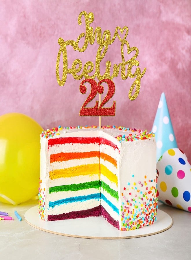 WeBenison I'm Feeling 22 Cake Topper Happy 22nd Birthday Cake Supplies 22 Years Old Birthday Party Decorations Gold Glitter - Image 5