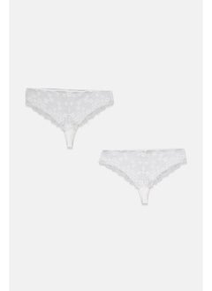 Tchibo Women 2 Pcs Magic Cut Brazilian Panties, White  - Image 3