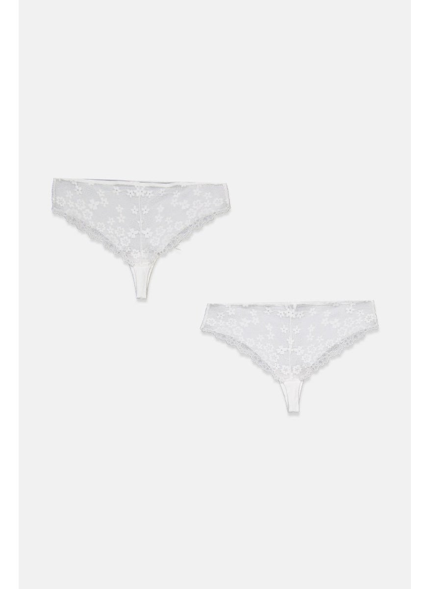 Tchibo Women 2 Pcs Magic Cut Brazilian Panties, White  - Image 2