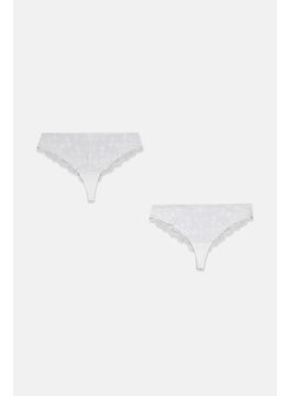 Tchibo Women 2 Pcs Magic Cut Brazilian Panties, White  - Image 1