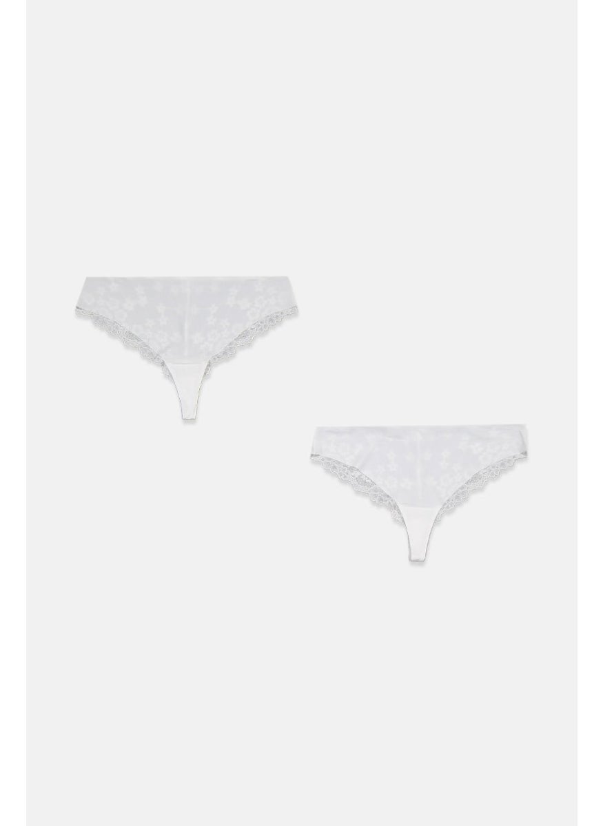 Tchibo Women 2 Pcs Magic Cut Brazilian Panties, White  - Image 1