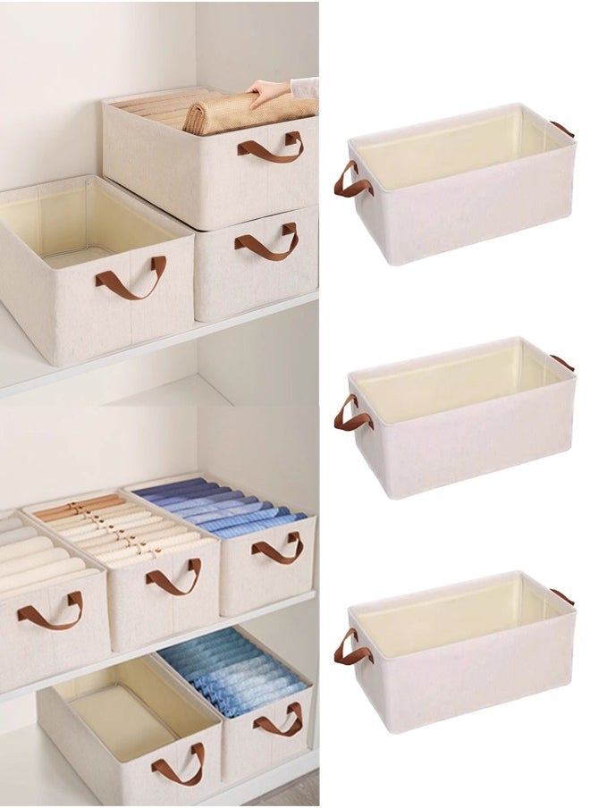 DUNISO Wardrobe organizer 3 pieces, foldable fabric wardrobe clothing storage box with sturdy handles, 35L large capacity shelf storage basket, metal frame storage box for storing clothes and toys  - Image 2