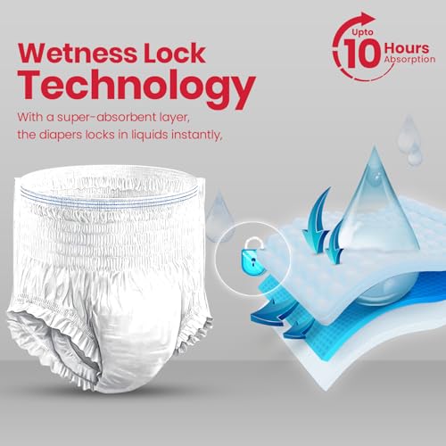 AGEasy (Max Group) Unisex Adult Diaper Pants with Wetness Indicator | Odour Lock & Anti-Bacterial | Skin Friendly Pant Style Diapers for Easier Wearing & Removal | Pack of 1 (10 Count) (M) - Image 2