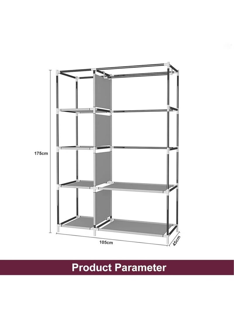 Raxoom Portable Clothing Wardrobe Cabinet Fabric Cover and Household Items Storage Wardrobe 175 x 45 x 110cm (Cyan) - Image 5