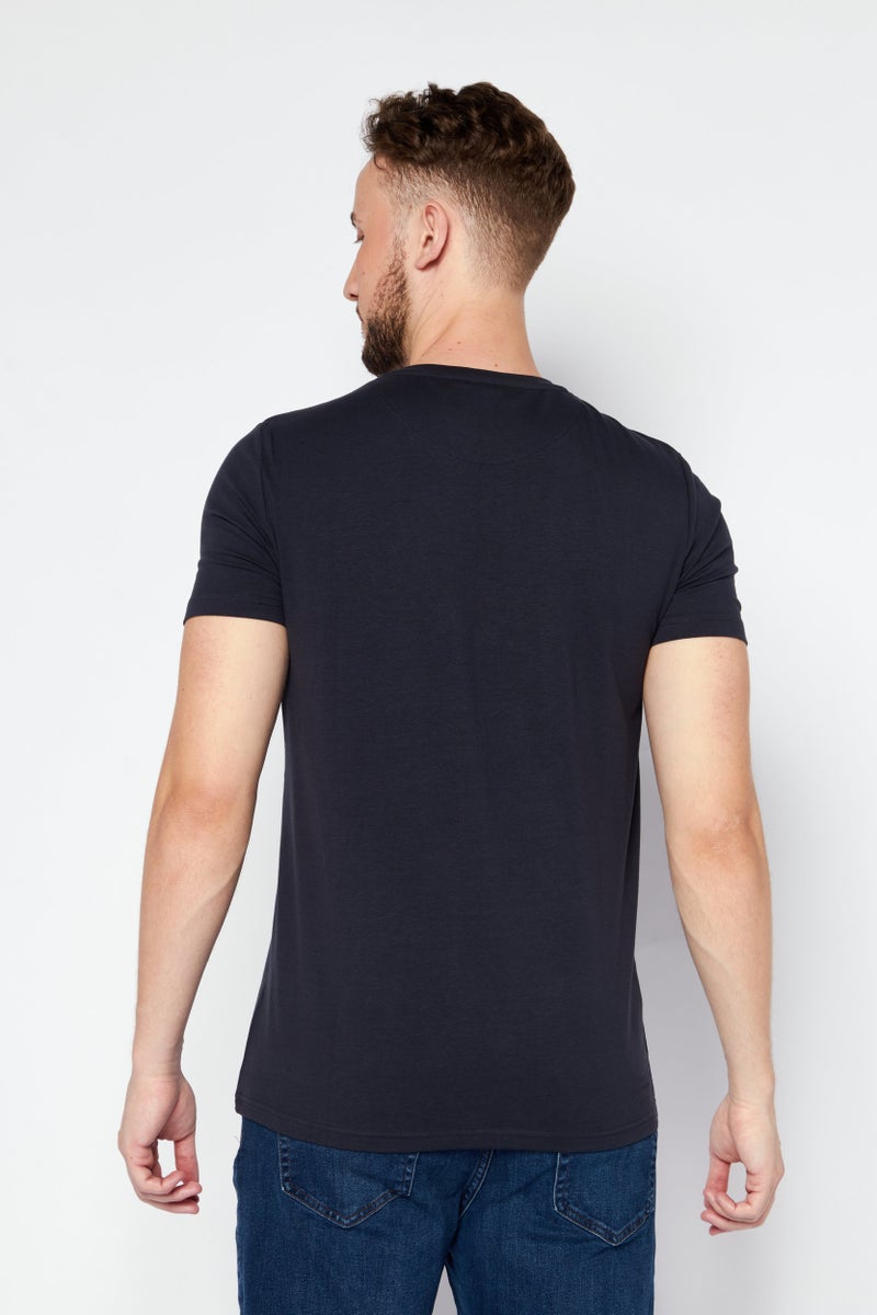 CERRUTI 1881 Men Crew Neck Short Sleeve Graphic T Shirt, Navy - Image 3