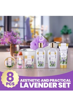 spa luxetique Spa Luxetique Spa Gift Basket Lavender Fragrance, Luxurious 8pc Gift Baskets for Women, Cute Bath Tub Holder, Best Holiday Gift Set for Women Includes Shower Gel, Bubble Bath, Body Butter & More  - Image 3