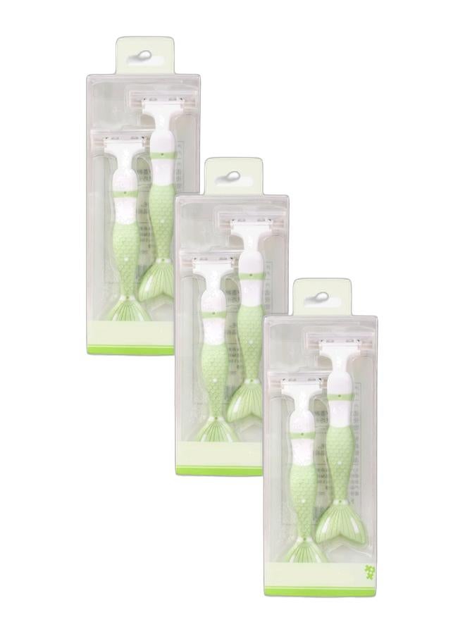 Mermaid Women’s Razor Set - 3 Packs of 2 (6 Razors Total) – 3-Blade Shaving Razor for Smooth Hair Removal, Body & Legs - Image 1