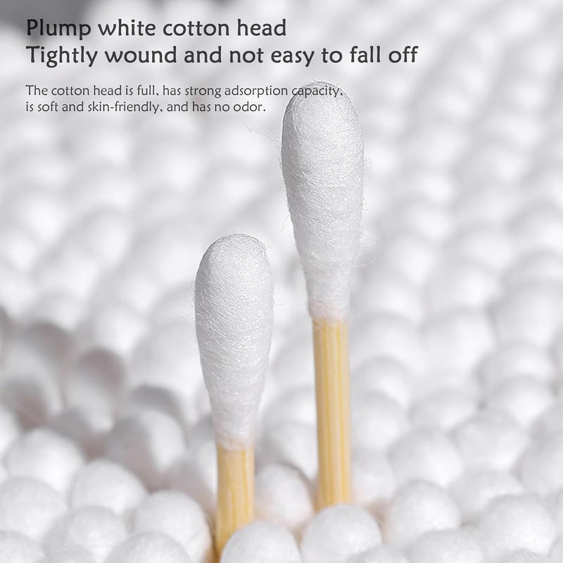 TAOKEY 500 Count Cotton Swabs Double-Tipped Round & Pointed Tips Cotton Wooden Sticks in Storage Box for Ear Cleaning Makeup Personal Care Cleaning Daily Use - Image 2