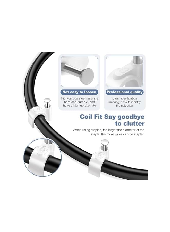 PROMASS 400PCS 4 Sizes Cable Clips White Cable Nail Clips, Strong Electrical Cable Wall Clips Wire Tidy Clips 4mm 6mm 8mm 10mm for Ethernet Cable Telephone Line TV USB Cable - Image 4