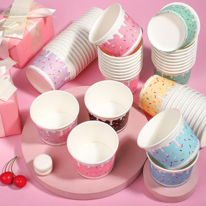 Aodaer 60 Pack Ice Cream Cups 8 Oz Sprinkles Paper Ice Cream Bowls 6 Color Disposable Snack Bowls Party Supplies Treat Cups for Sundae, Frozen Yogurt, Dessert - Image 5