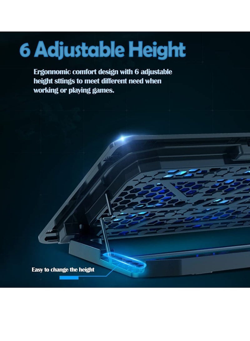 VIUAUAX Laptop Cooling Pad,VIUAUAX Laptop Cooler Stand with 6 Quiet Cooling Fans and 6 Height Adjustable Dual USB Powered for 12-17 Inch Laptop Cooling Stand - Image 5