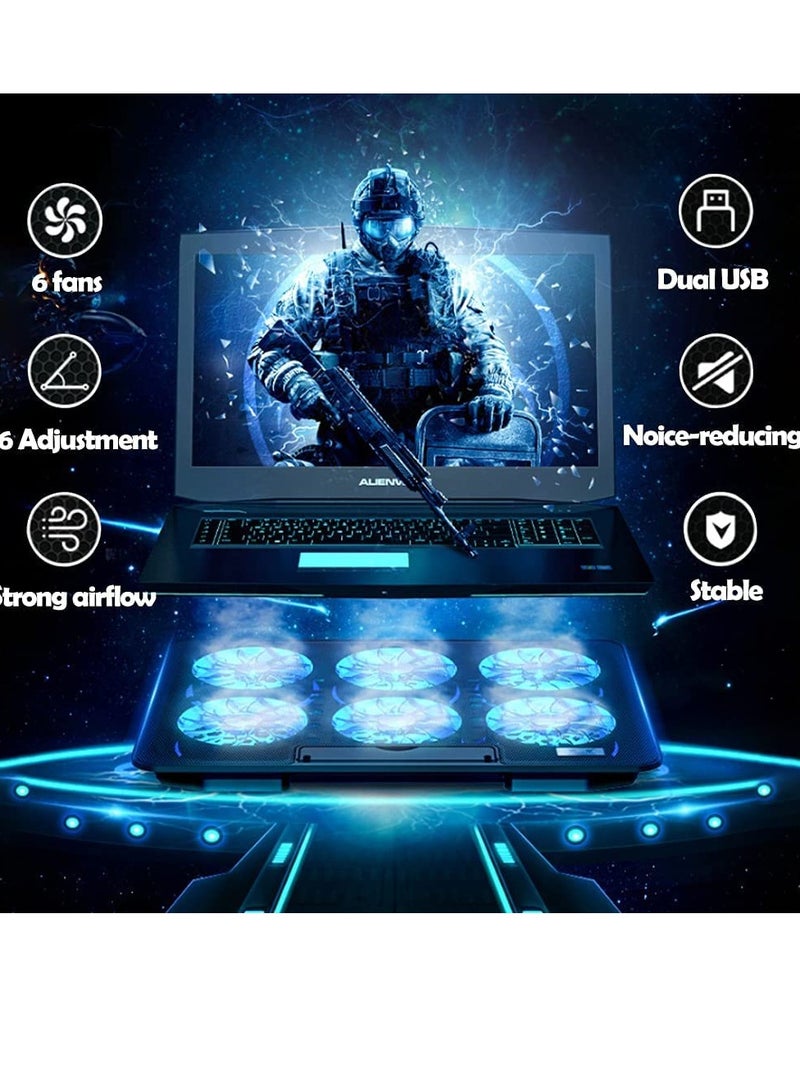 VIUAUAX Laptop Cooling Pad,VIUAUAX Laptop Cooler Stand with 6 Quiet Cooling Fans and 6 Height Adjustable Dual USB Powered for 12-17 Inch Laptop Cooling Stand - Image 3