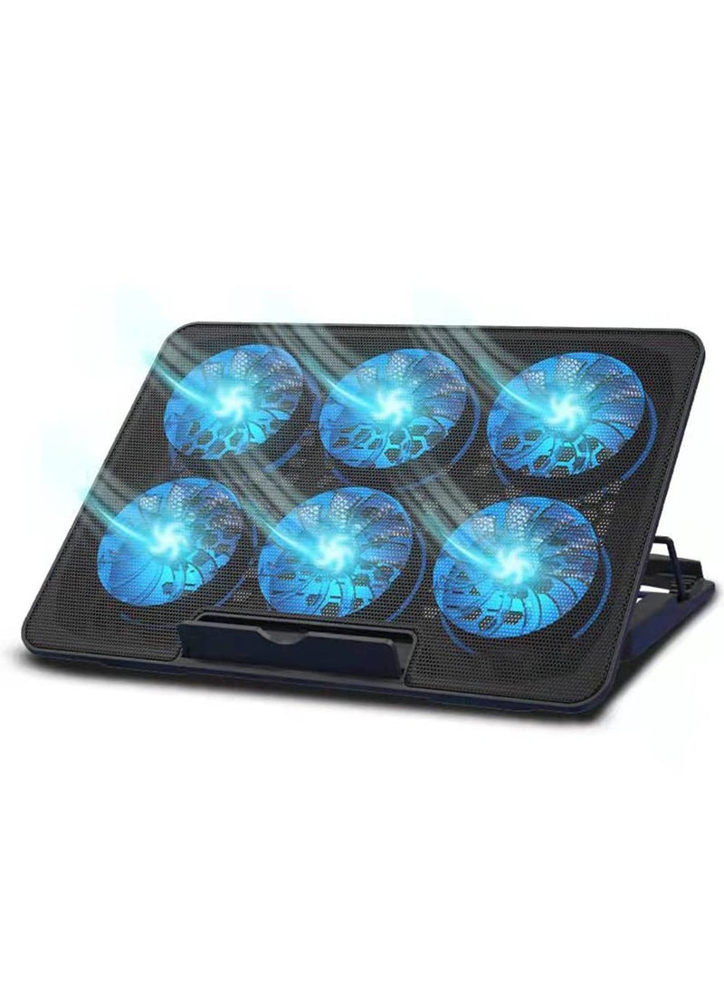 VIUAUAX Laptop Cooling Pad,VIUAUAX Laptop Cooler Stand with 6 Quiet Cooling Fans and 6 Height Adjustable Dual USB Powered for 12-17 Inch Laptop Cooling Stand - Image 1