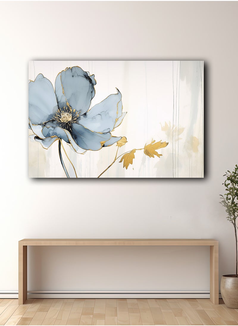 LOWHA - Canvas Wall Art Stretched Over Wooden Frame with Flower Abstract Painting - Image 1