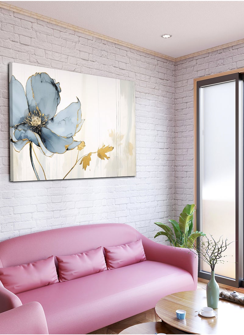 LOWHA - Canvas Wall Art Stretched Over Wooden Frame with Flower Abstract Painting - Image 1