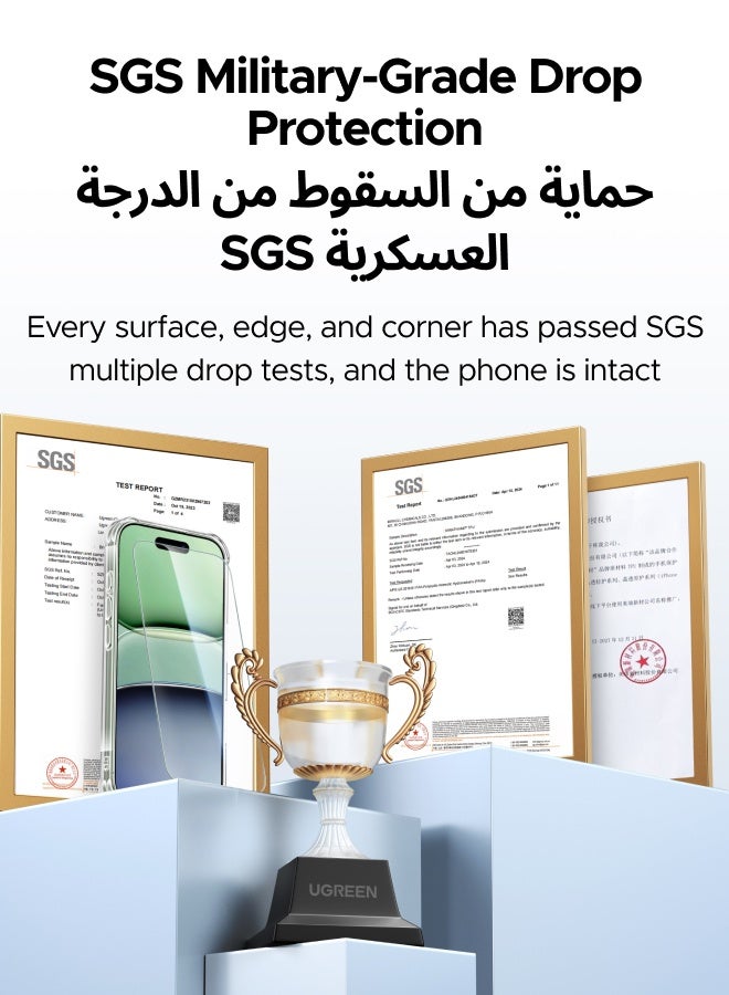 Ugreen 3 in 1 for iPhone 17 Case, Built in 4 L-Arc Airbags, Military-Grade Protection, Ultra Clear, Shockproof iPhone Cover, with 2-Pack Ultra HD Screen Protector, Slim Case for 17 6.3-Inch - - Image 2