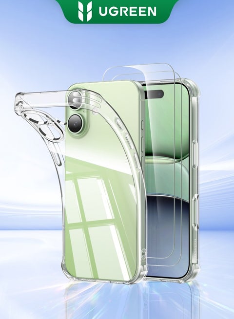 3 in 1 for iPhone 17 Case, Built in 4 L-Arc Airbags, Military-Grade Protection, Ultra Clear, Shockproof iPhone Cover, with 2-Pack Ultra HD Screen Protector, Slim Case for 17 6.3-Inch -